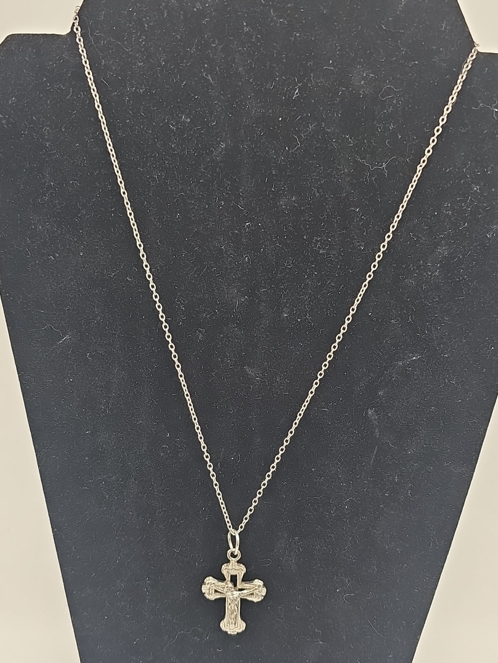 Silver Tone  Cross Orthodox Pendant Necklace -
